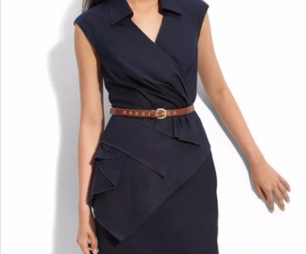 Leifsdottir Eden Navy Blue Sateen Dress Size 4